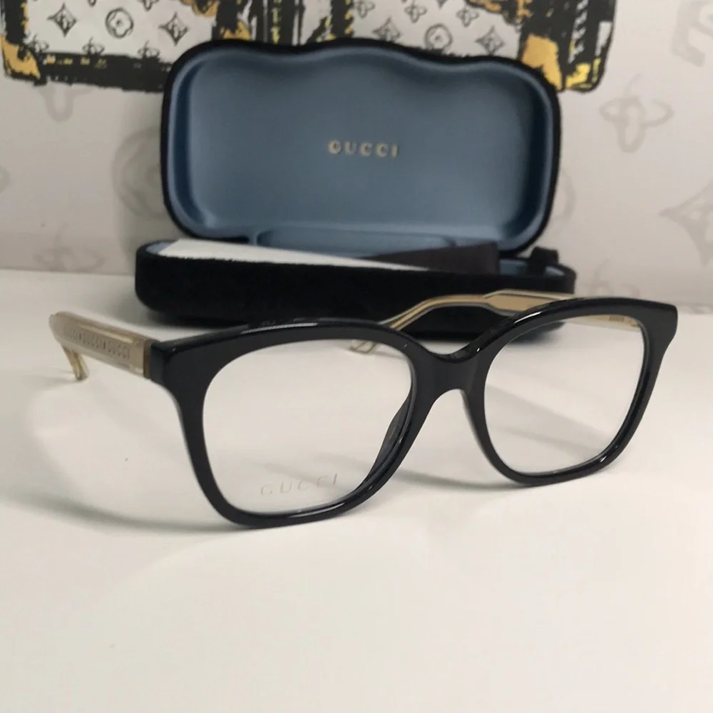 ✨ Luxury New Authentic Gucci GG0566O 001 Black Square Eyeglasses ✨